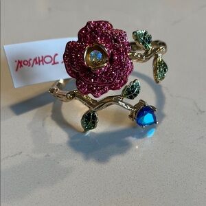 Betsey Johnson Pink Floral Bracelet with Blue and Green Accents